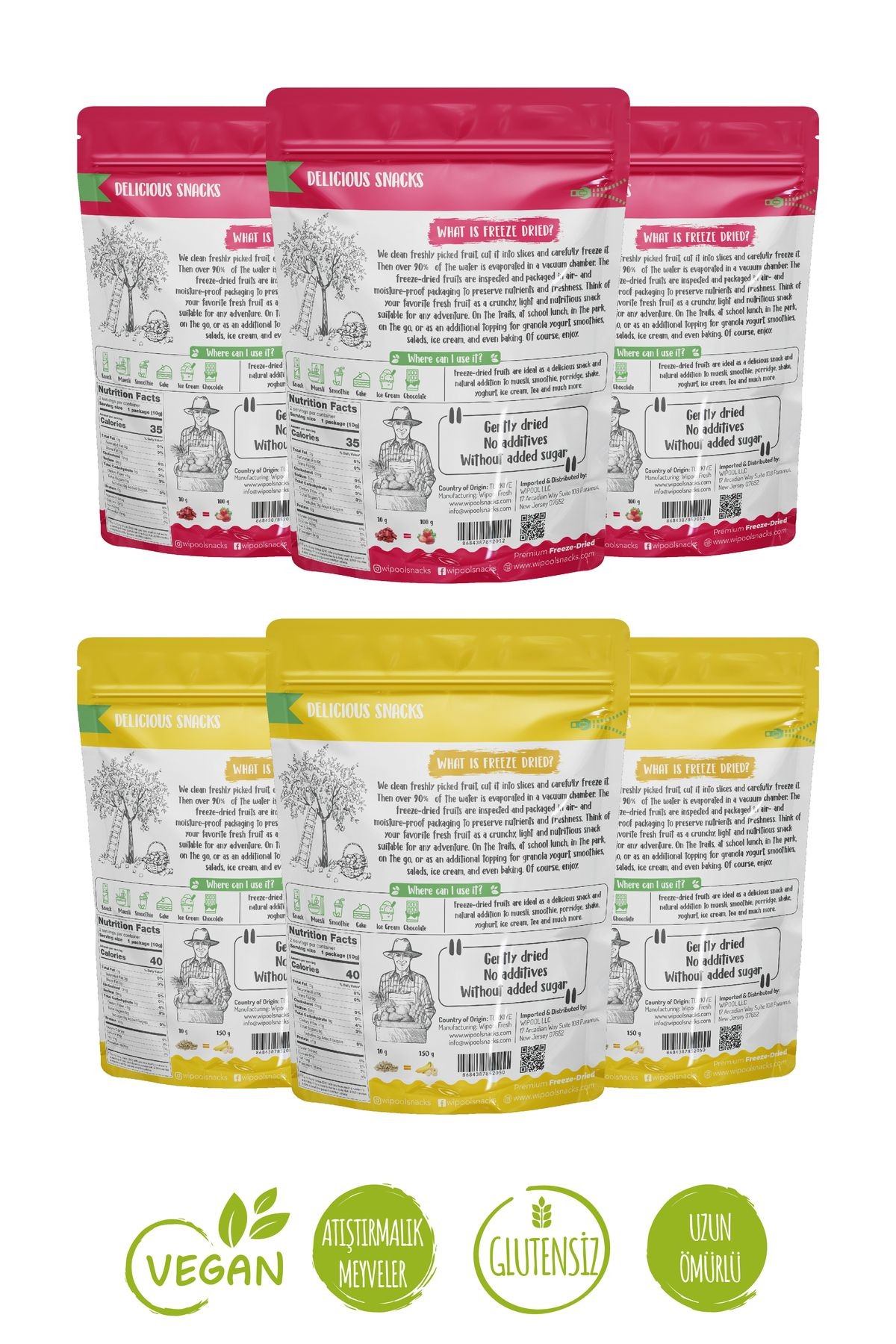 Wipool Freeze Dried Çilek-Muz (6'lı Paket)