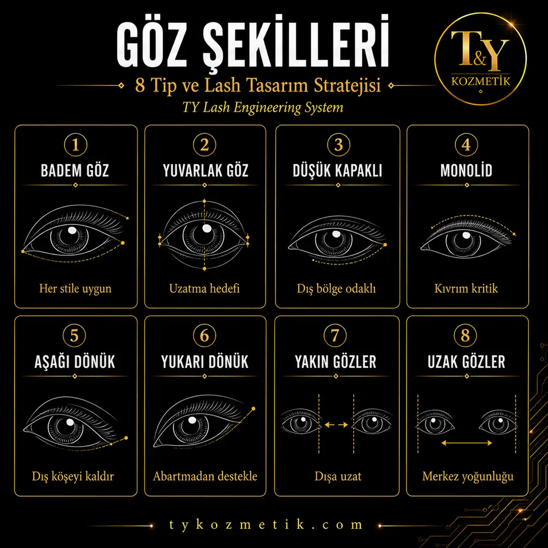 8 göz şekli ve kirpik tasarım stratejisi — T&Y Lash Engineering System