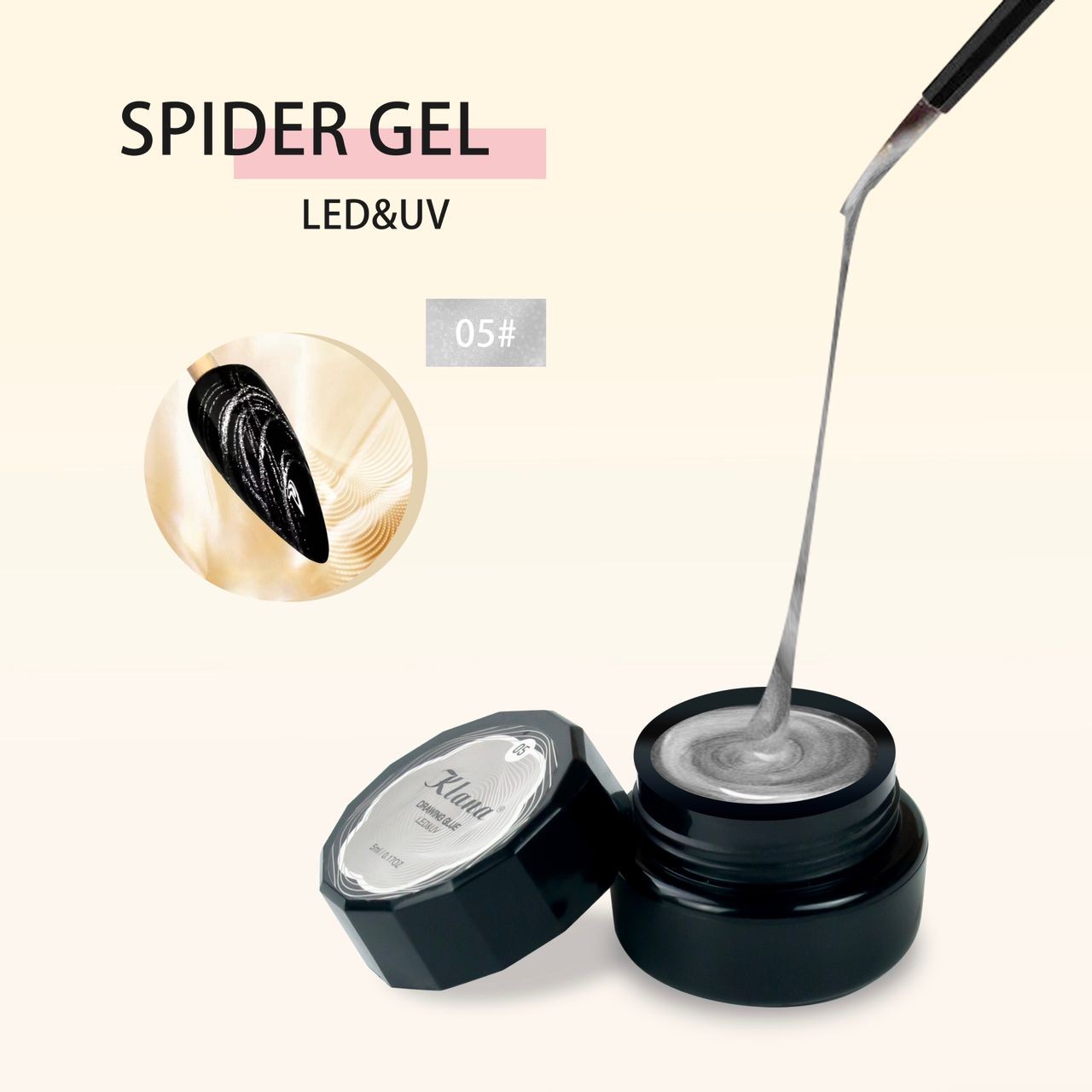 KLANA Spider Gel , 10 ml , KOD 05 , Silver	