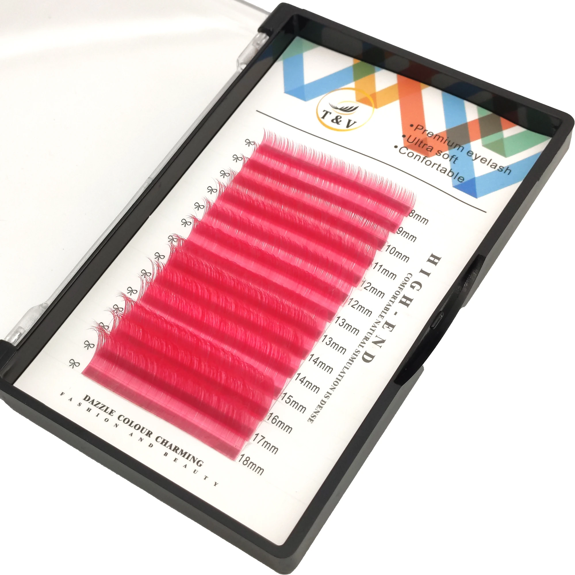 T&V Renkli Kirpik D Kıvrım Toz Pembe