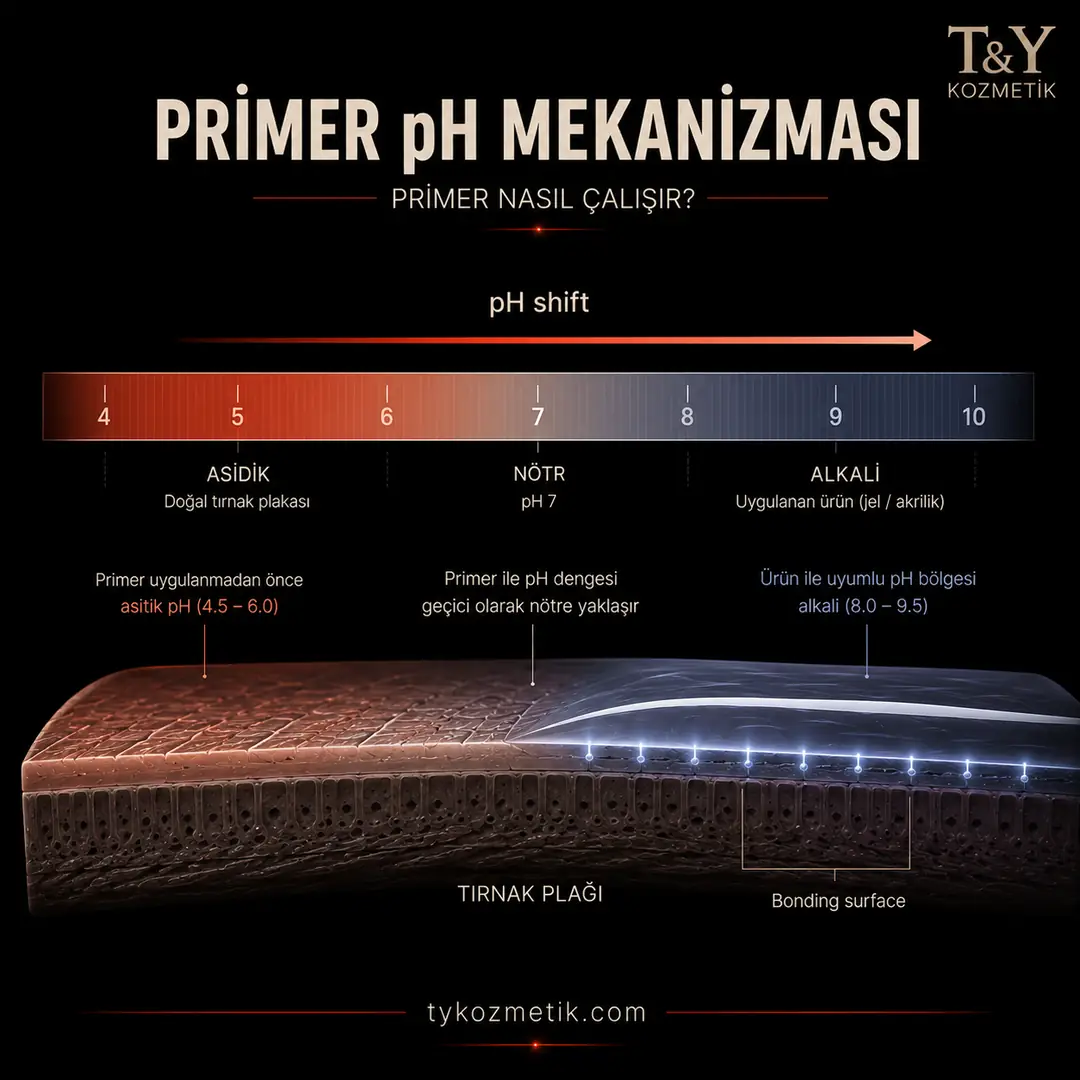 Primerin tırnak yüzeyinde oluşturduğu geçici pH değişimi diyagramı