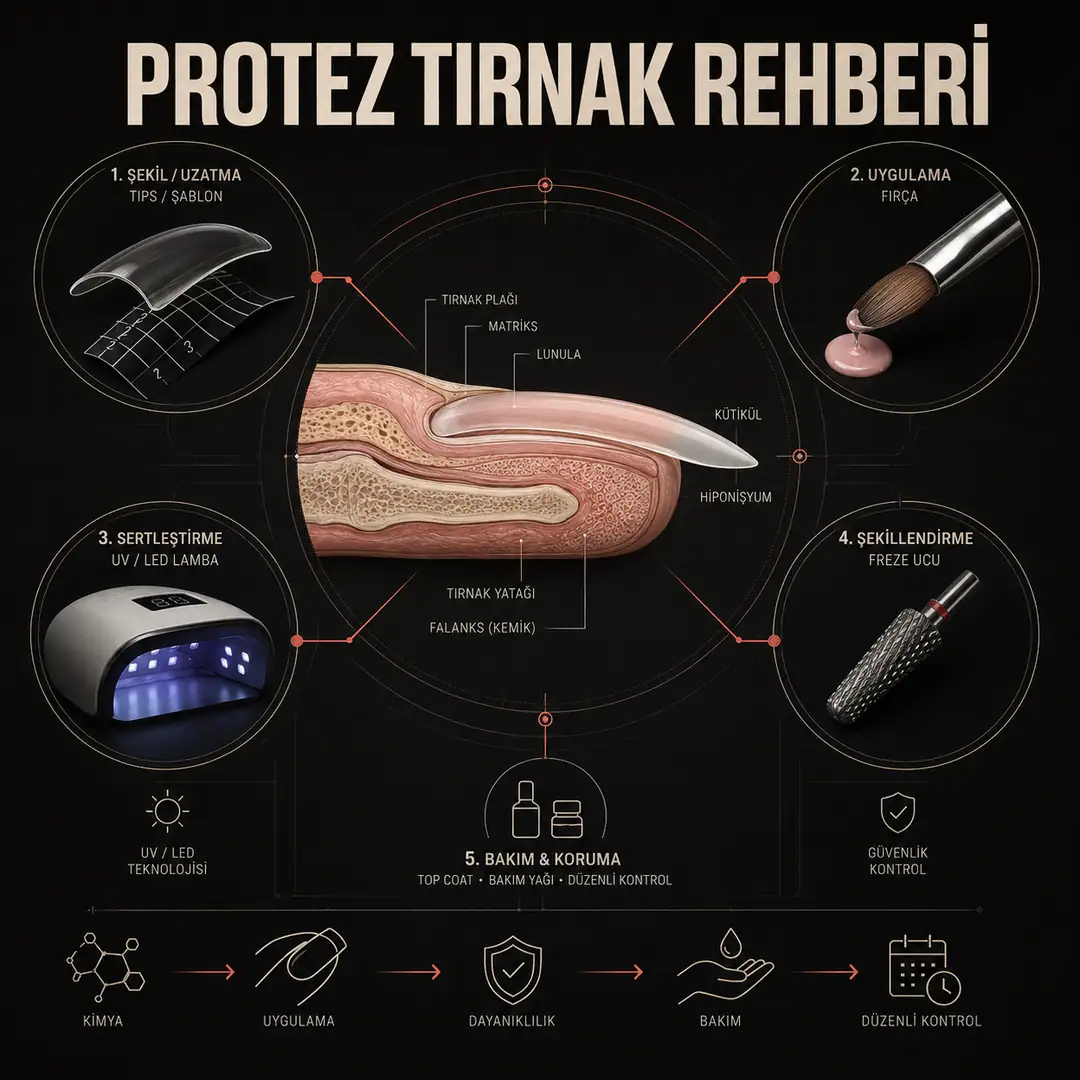 Protez tırnak sistemlerinin (anatomi, kimya, uygulama ve bakım) bütüncül kesit görünümü