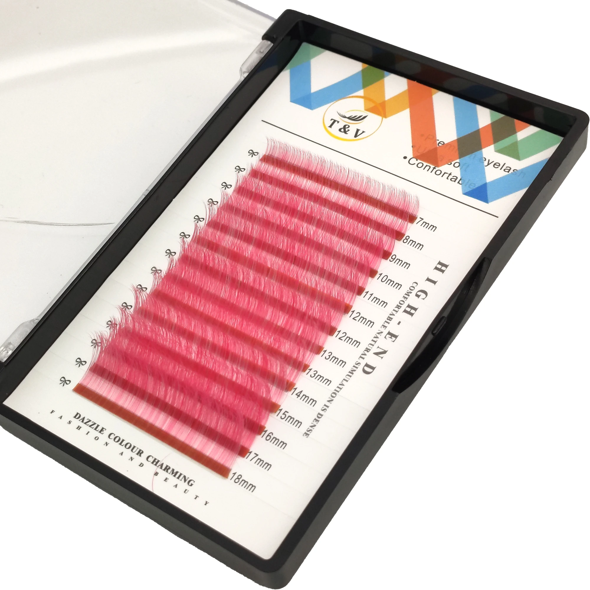 T&V Renkli Kirpik D Kıvrım Ateşli Pembe