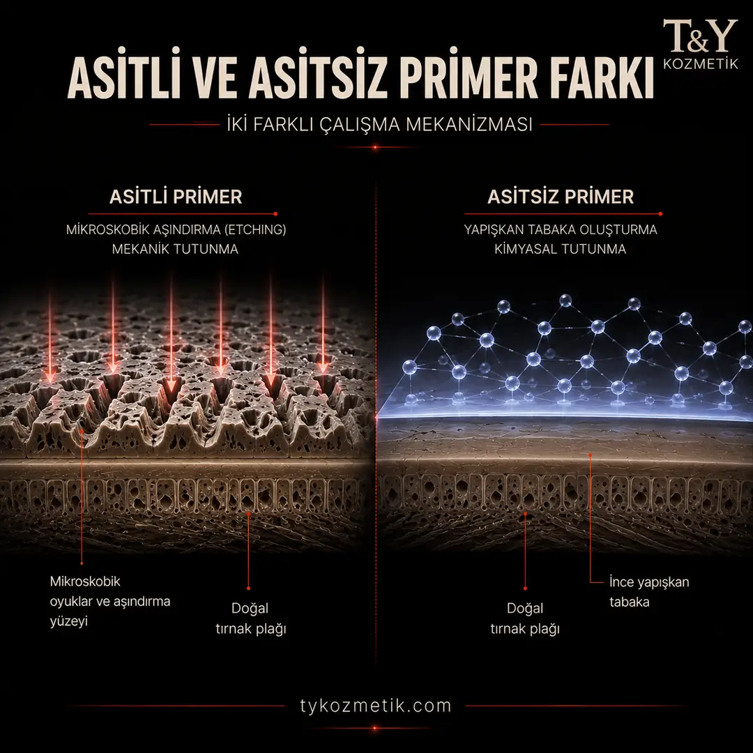 Asitli primerin mikroskobik aşındırma etkisi ile asitsiz primerin yapışkan tabaka oluşturma etkisinin karşılaştırmalı kesiti