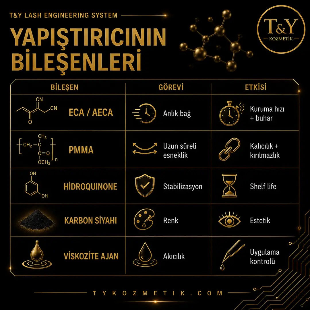 &nbsp;İpek Kirpik Yapıştırıcısının Bileşenleri | T&Y Lash Engineering System