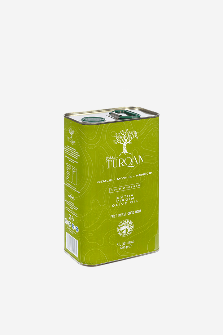 Villa TURQAN 12 Lt Erken Hasat Soğuk Sıkım Natürel Sızma Zeytinyağı | Tek Bahçe, Tanışma Paketi (2024/2025) (3 Litre x 4 Adet)