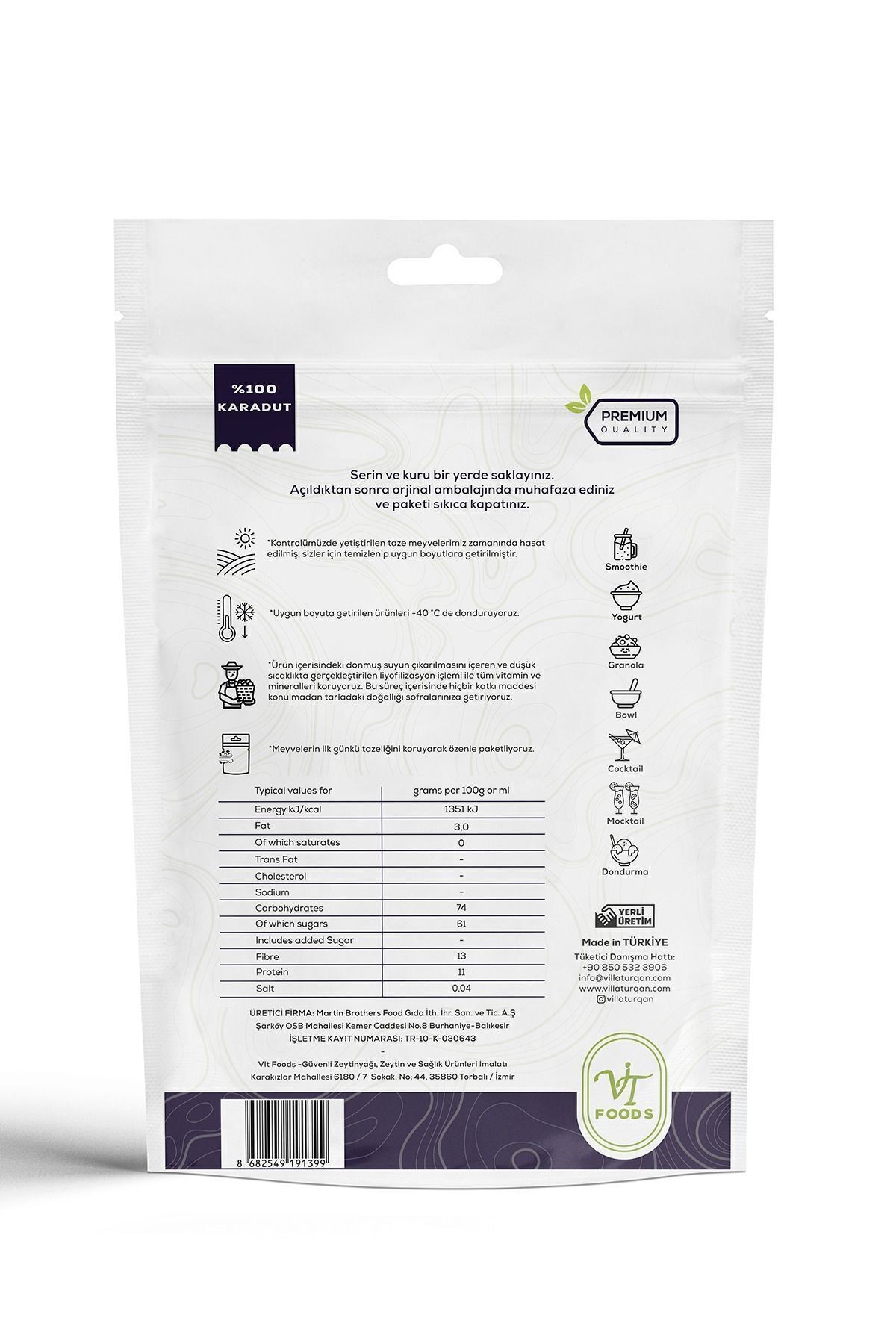 Villa Turqan - Freeze Dry Çıtır Karadut 6 PAKET
