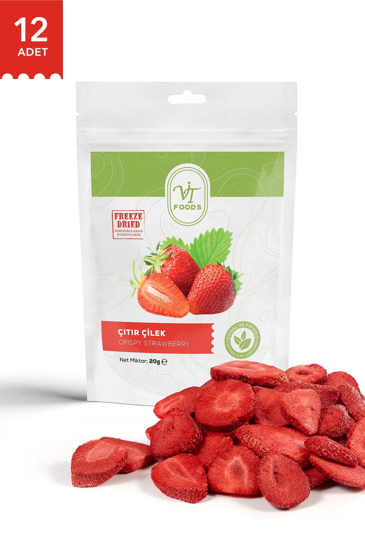 Vit's Gıda Freeze Dry Çıtır Çilek Dilimi | Sağlıklı Atıştırmalık 20gr.