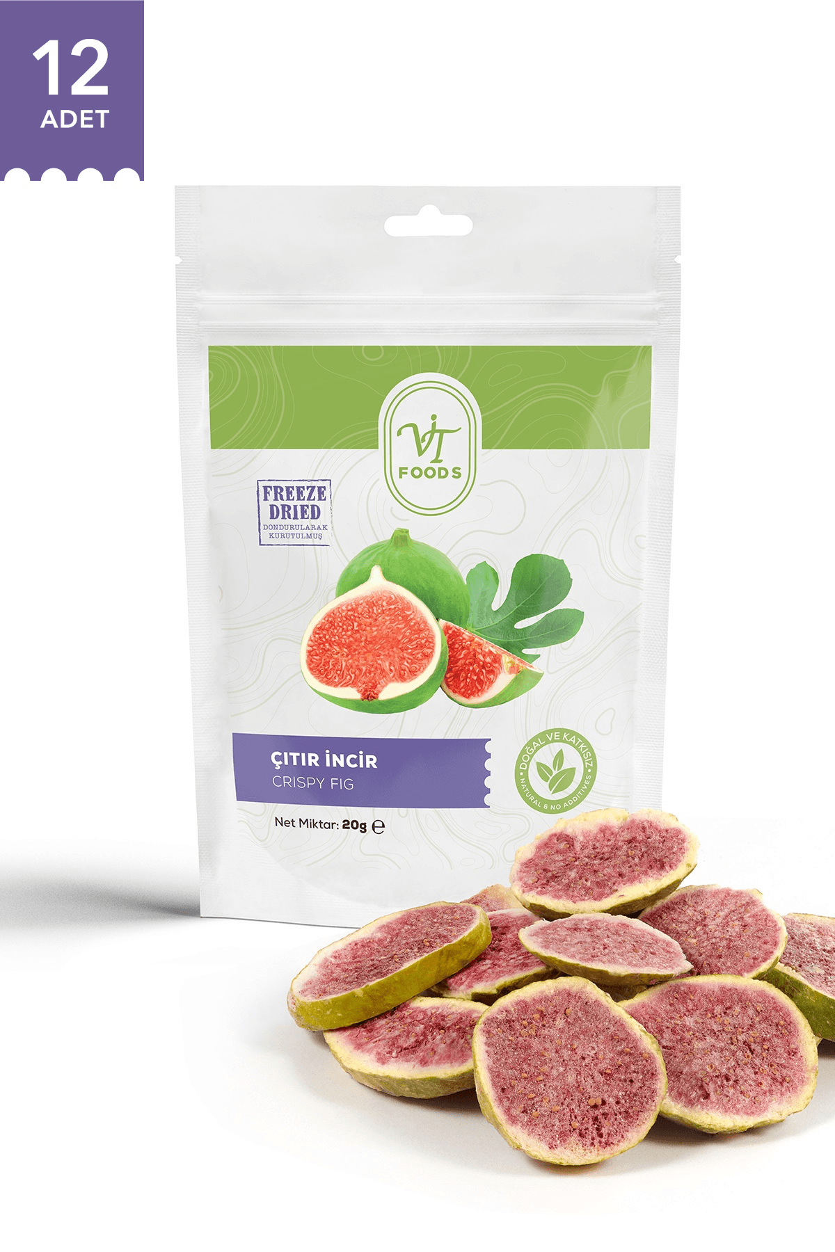 Vit's Gıda Freeze Dry Çıtır İncir Dilimi 12'li Paket | Sağlıklı Atıştırmalık | (20grx12 Adet)