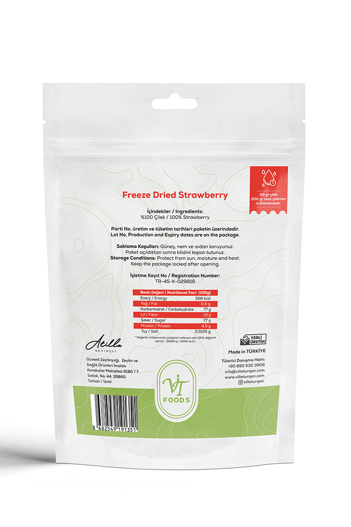 Villa TURQAN - Vit Foods - Freeze Dry Çıtır Çilek Dilimi - 12 ADET