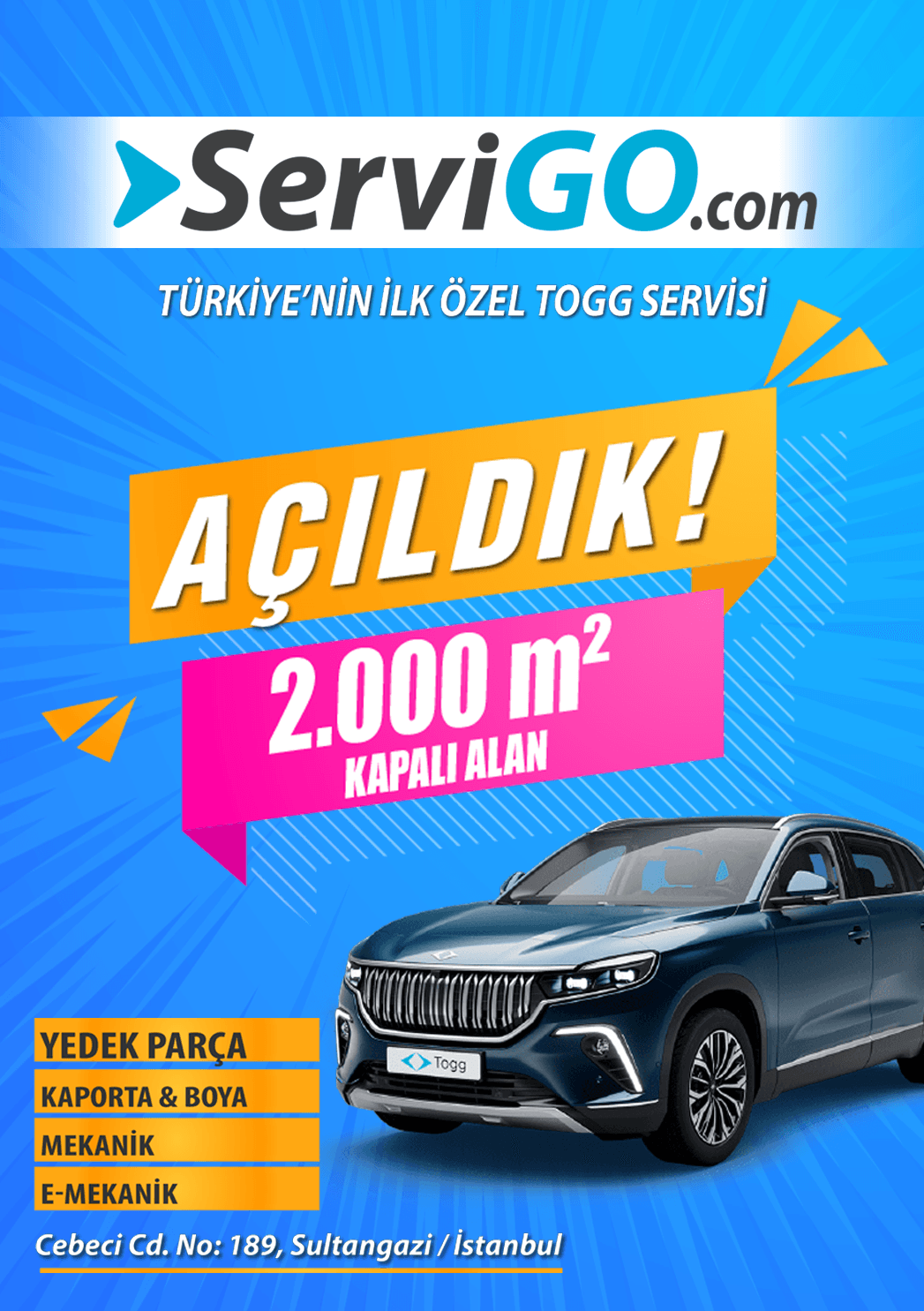 TOGG T10X SAĞ ÖN KAPI BANDI SIFIR