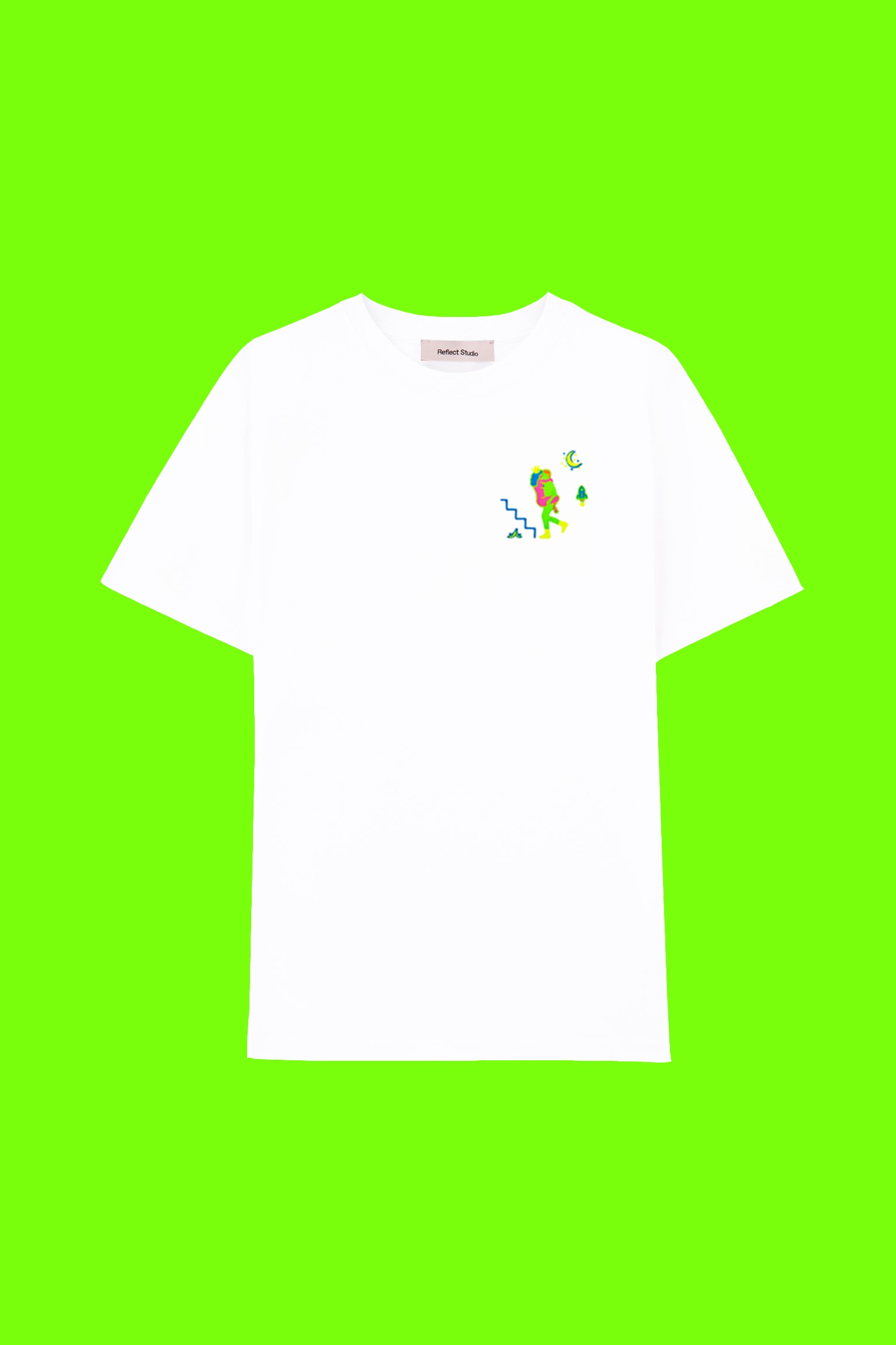 Rocket Night - White Basic T-shirt - Three Son Foreplay Collection