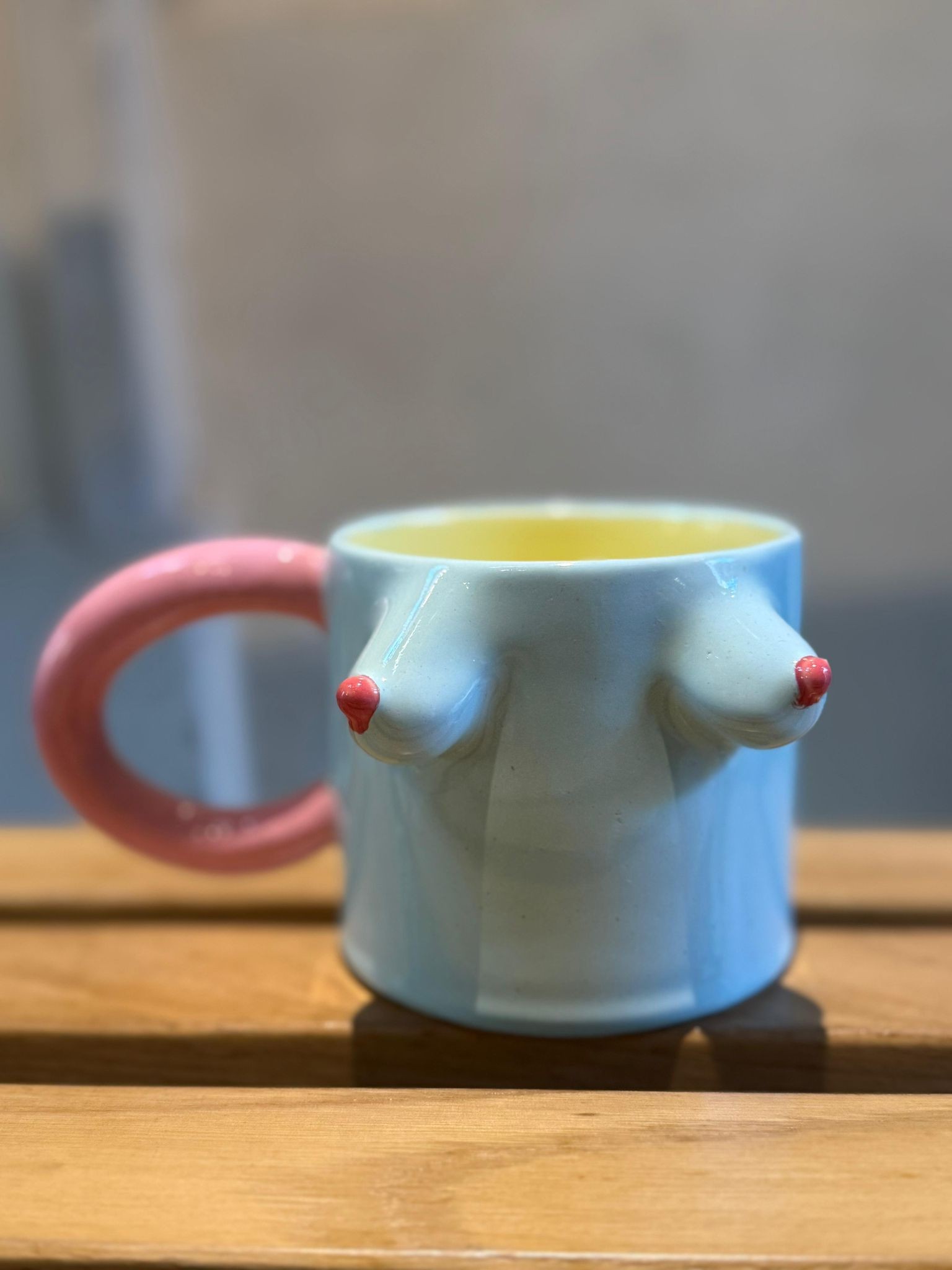 Pembe Kulplu Mavi Meme Mug by F2 Studio