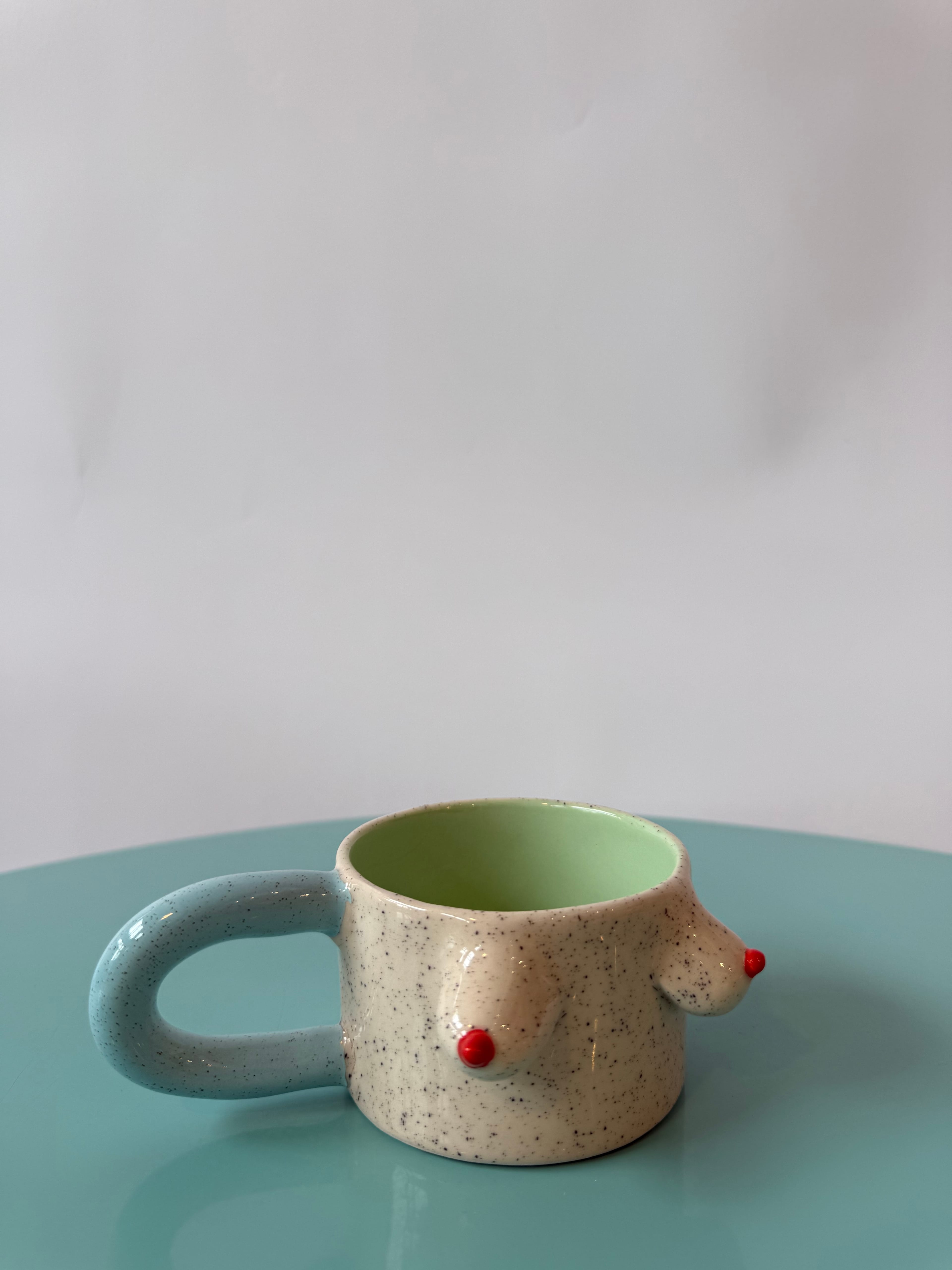 Mavi Kulplu Beyaz Meme Mug