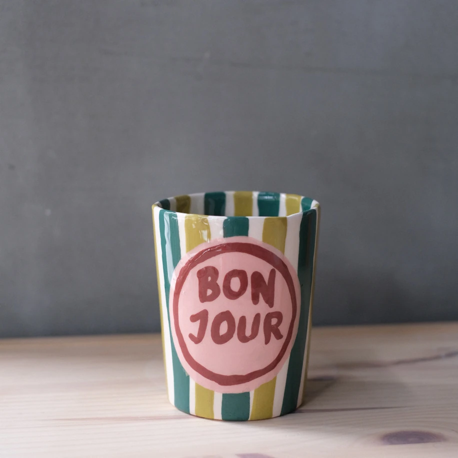 Bon Jour Mug Yeşil by Gri Seramik