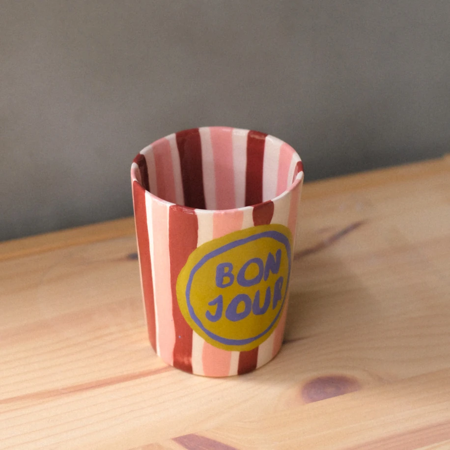 Bon Jour Mug Pembe by Gri Seramik