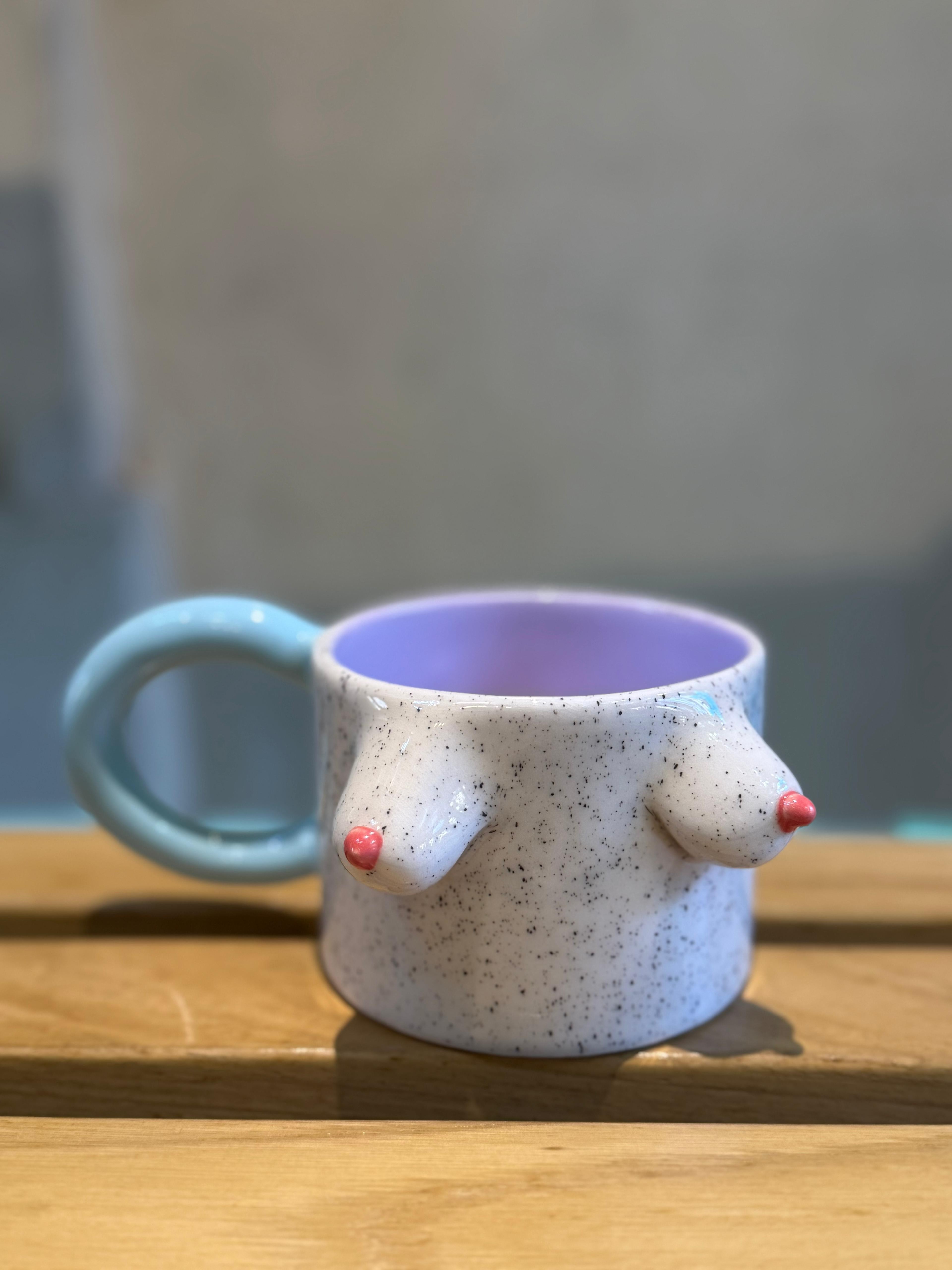 Mavi Kulplu Beyaz Meme Mug