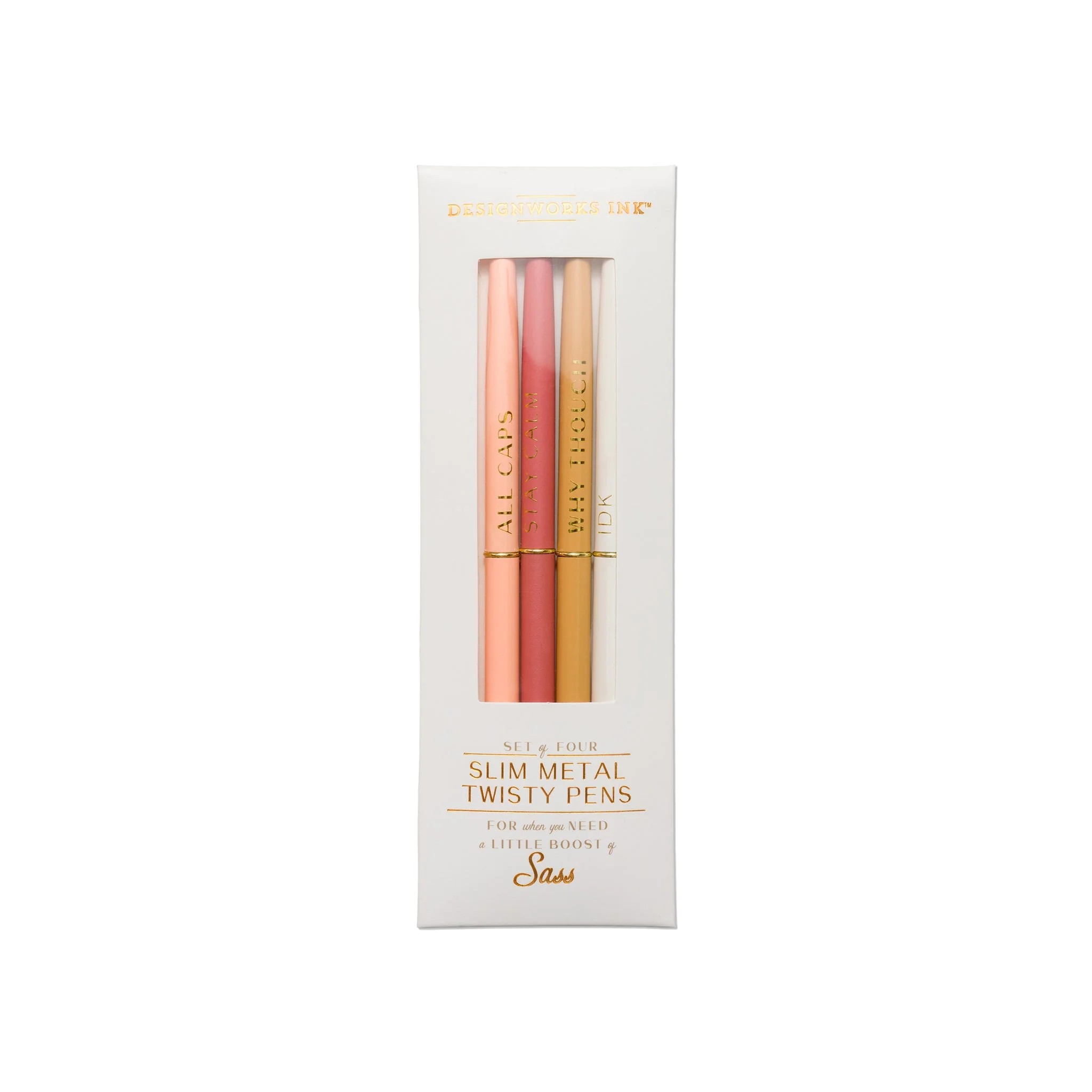 Slim Metal Twisty Pens - Sass Set of 4
