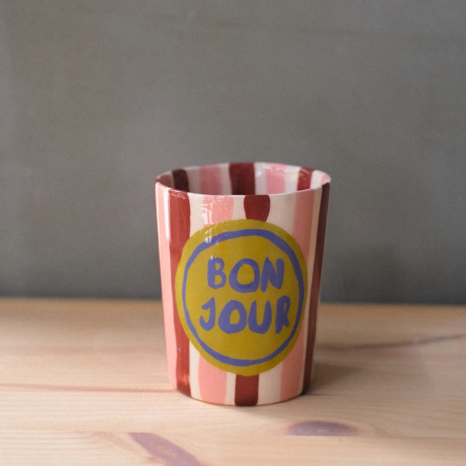 Bon Jour Mug Pembe by Gri Seramik