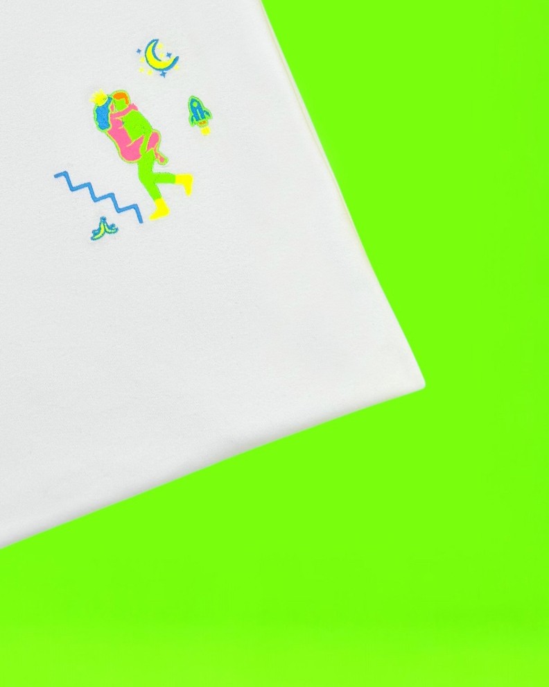 Rocket Night - White Basic T-shirt - Three Son Foreplay Collection