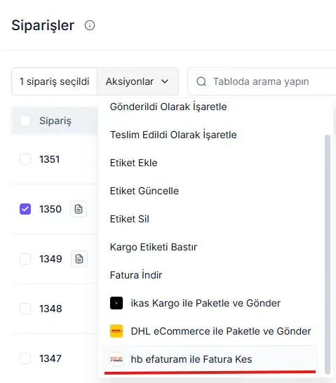 GO hepsiburada E-Faturam Entegrasyonu ekran görüntüsü 3