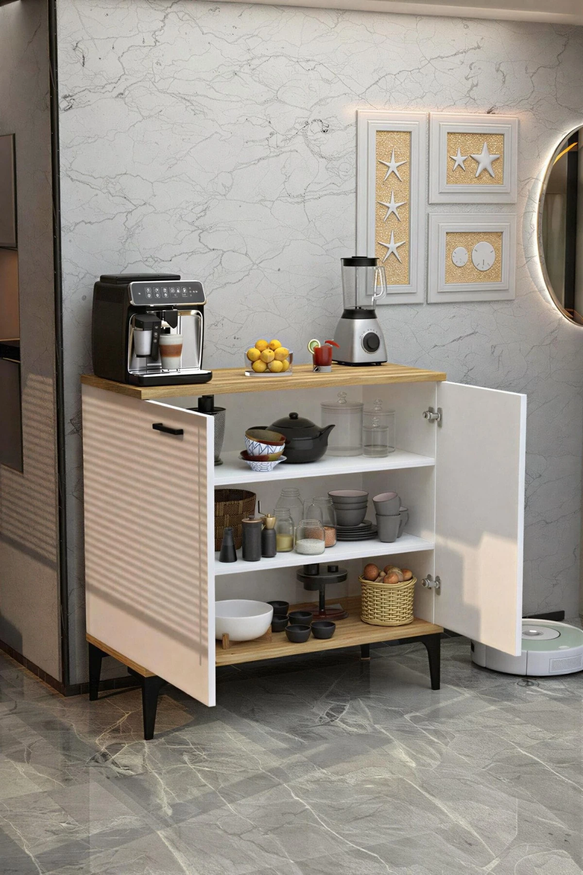 Vanesa 2 Kapaklı Mutfak,Kiler Dolabı,Kahve Köşesi Çok Amaçlı Dolap