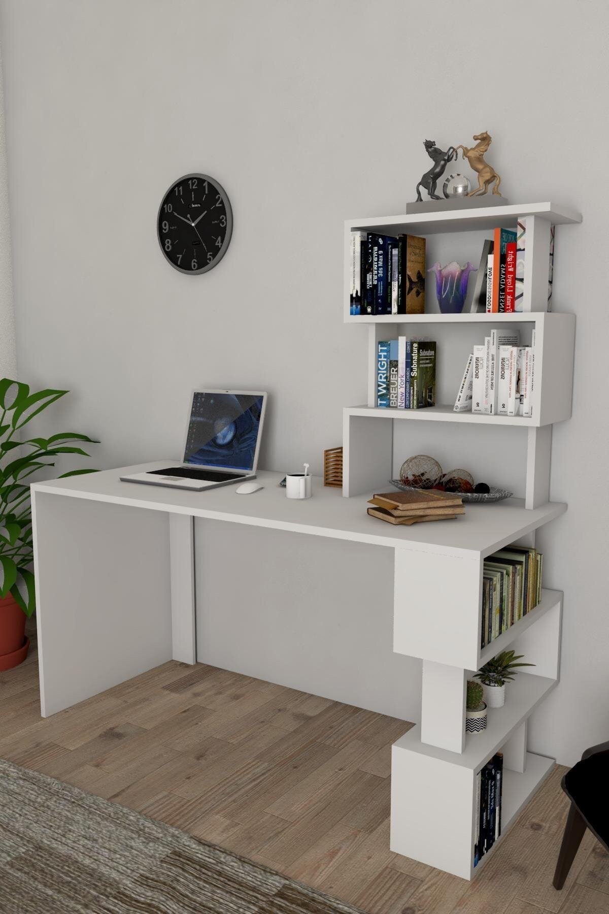 Okyanus Kitaplıklı Çalışma Masası 