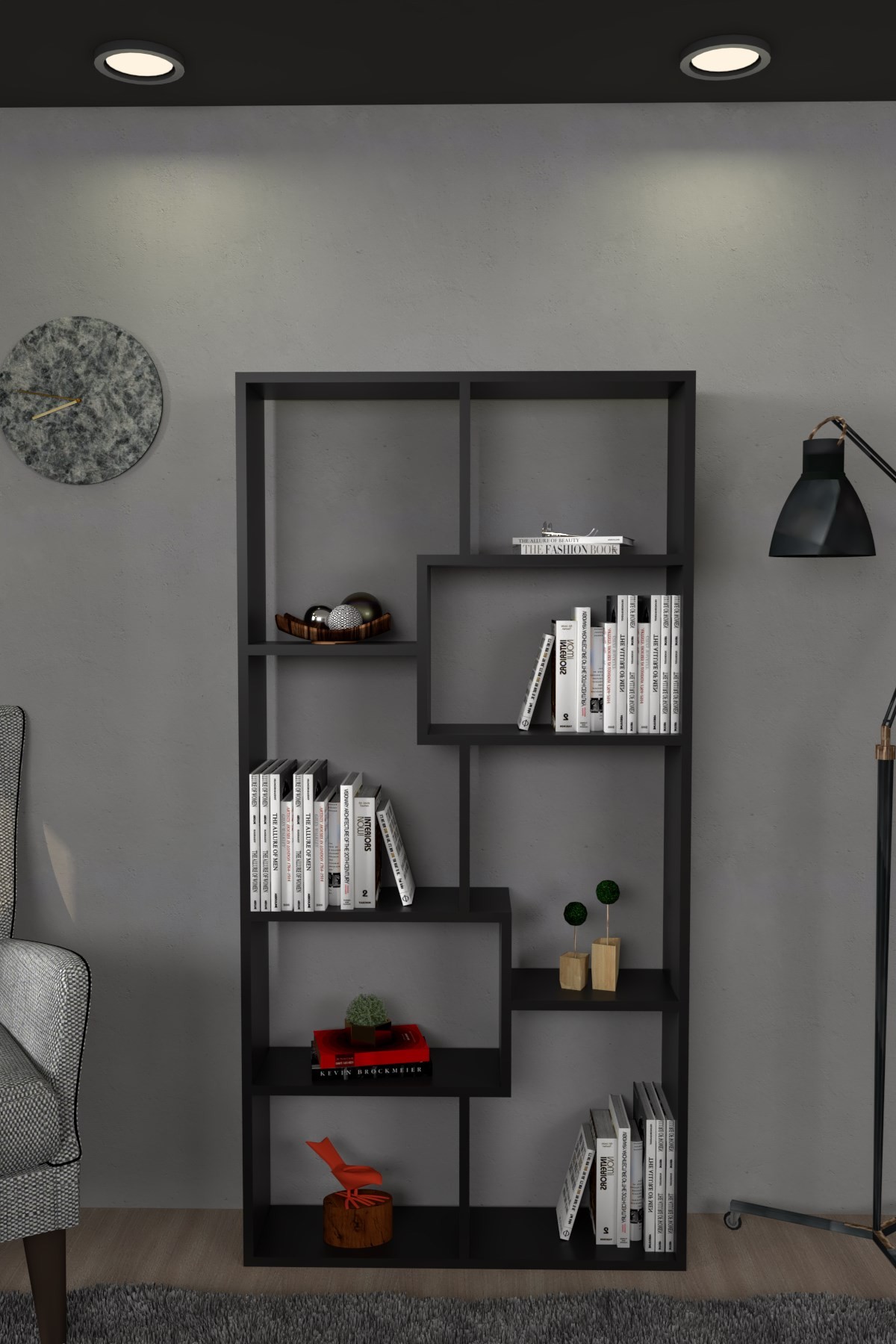 Zebra Dekoratif Kitaplık Siyah