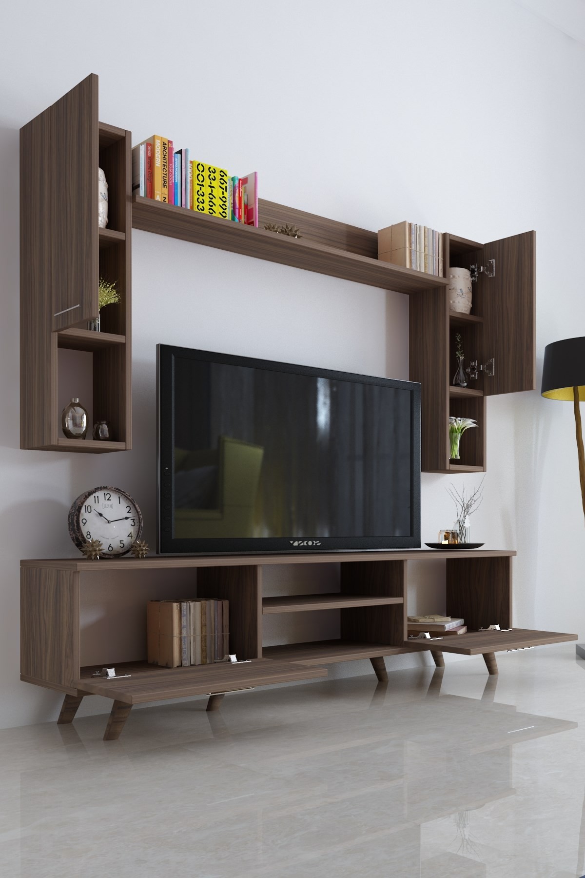 İstanbul Dolaplı Kapaklı Tv Ünitesi Ceviz