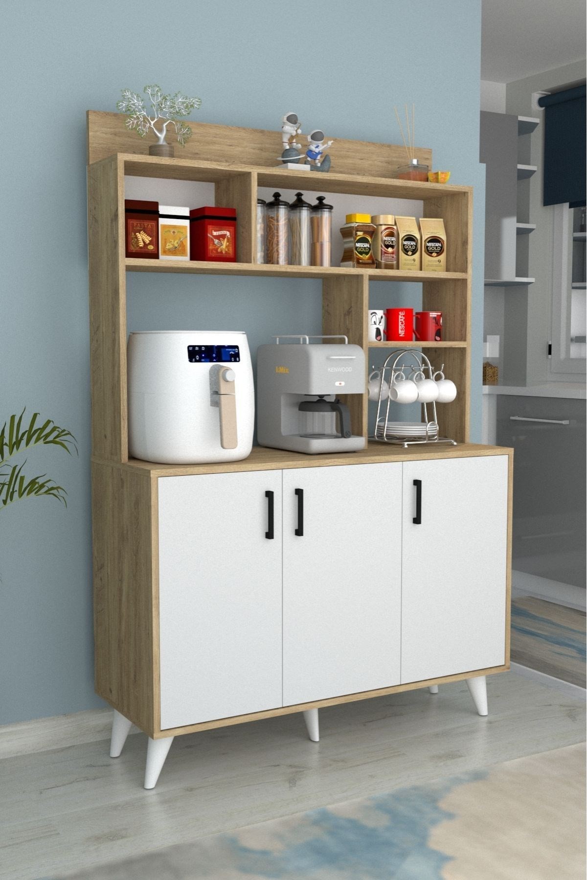 Espresso 3 Kapaklı Kahve Köşesi Çam Beyaz