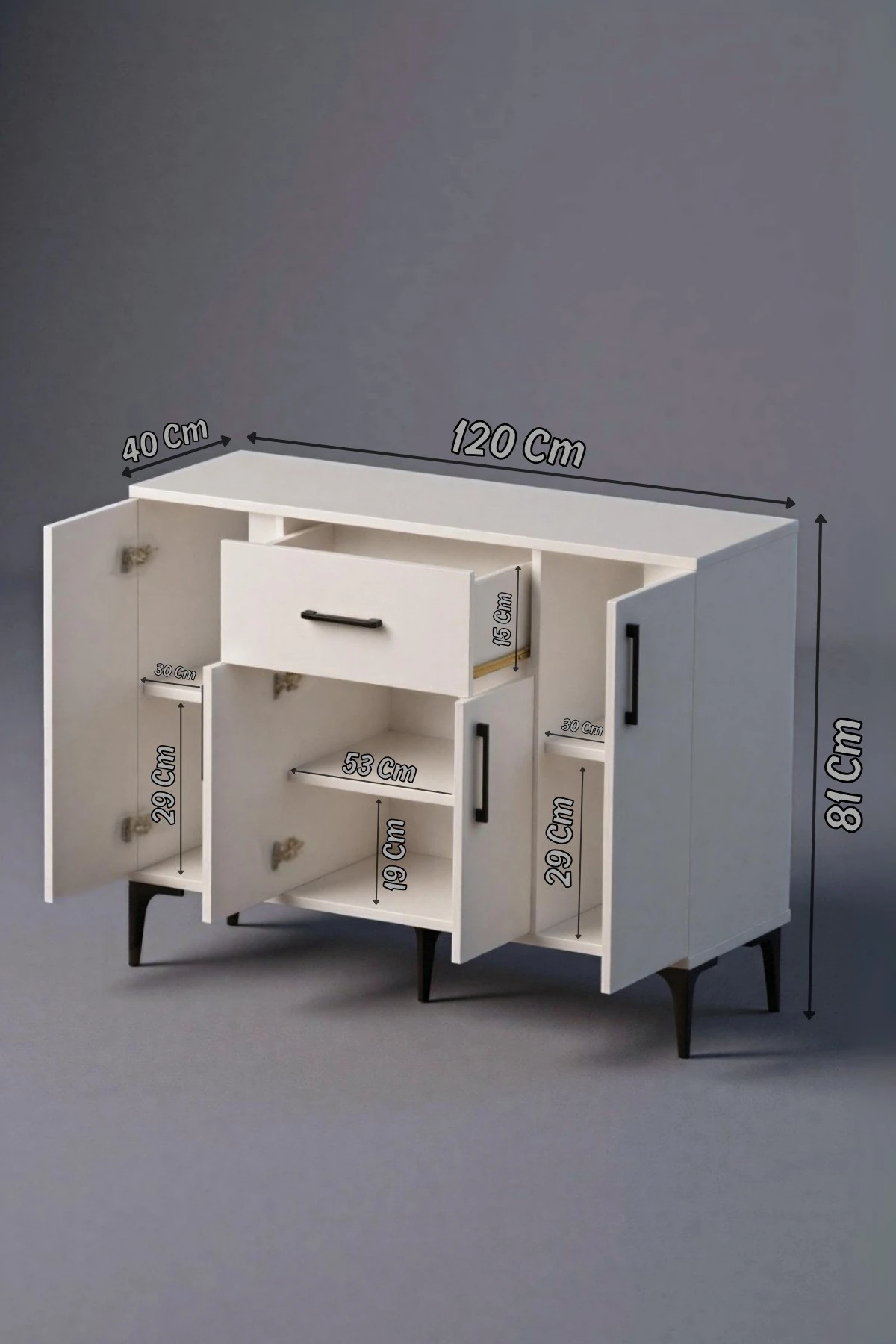 Rose 4 Kapaklı Tek Çekmeceli Mutfak,Kiler Dolabı,Kahve Köşesi Çok Amaçlı Dolap Beyaz