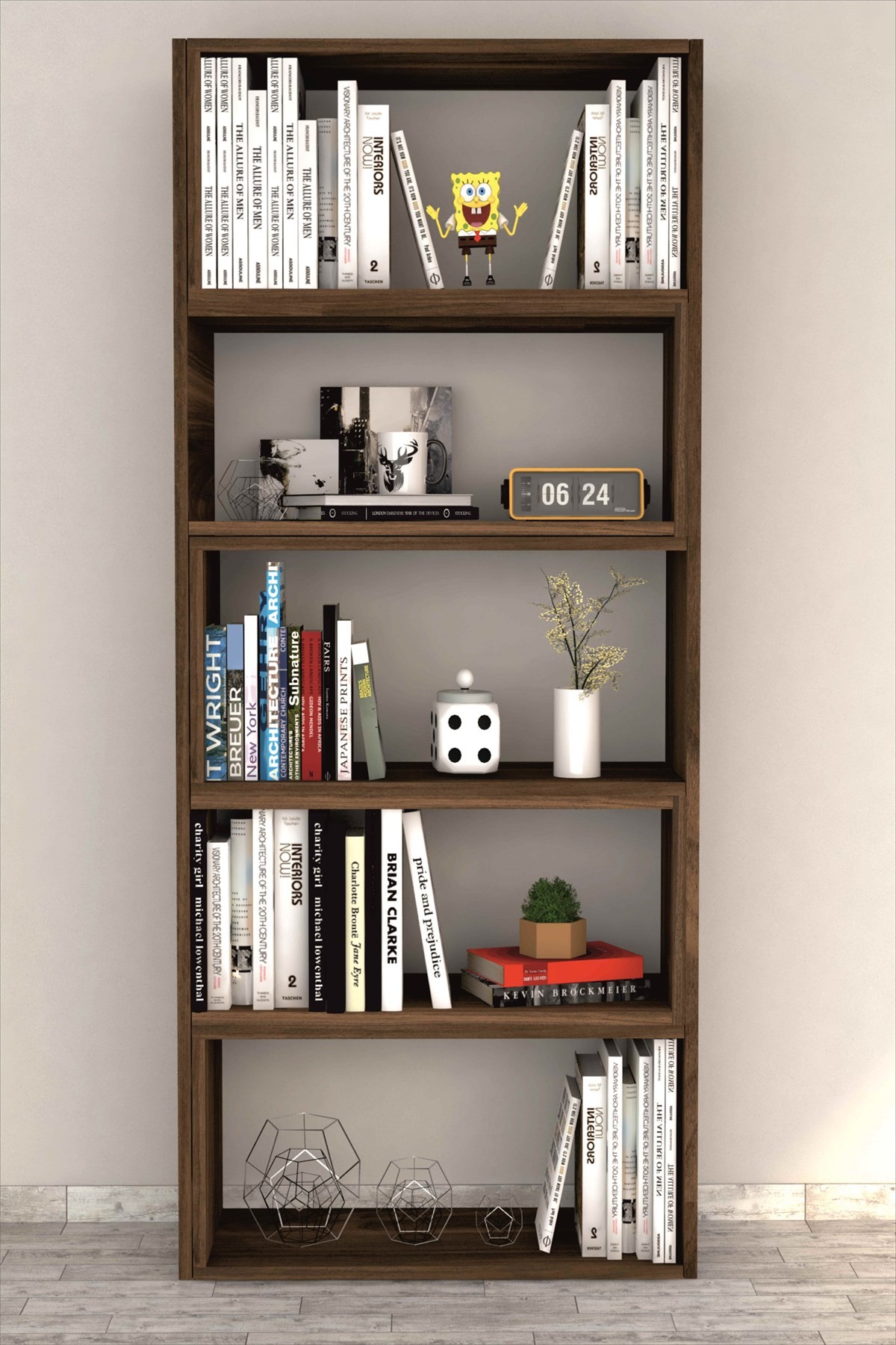 Office Dekoratif Kitaplık Ceviz