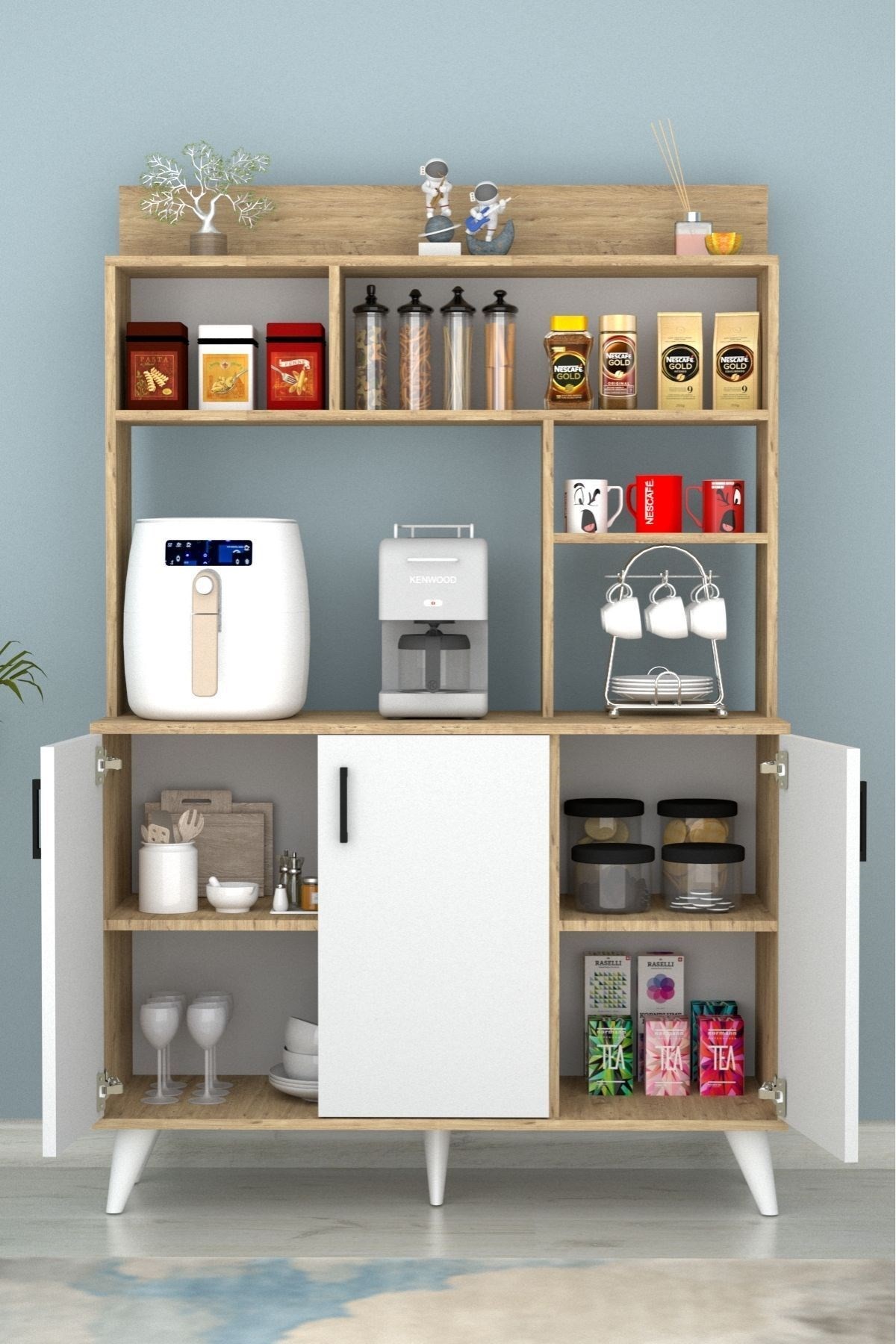 Espresso 3 Kapaklı Kahve Köşesi Çam Beyaz