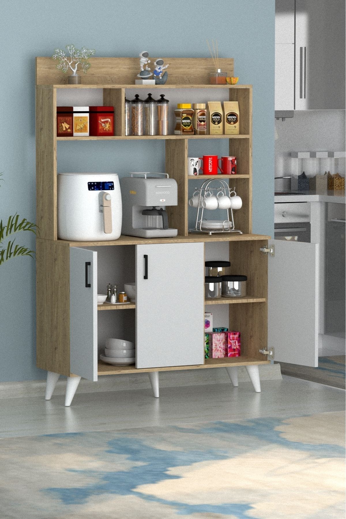 Espresso 3 Kapaklı Kahve Köşesi Çam Beyaz