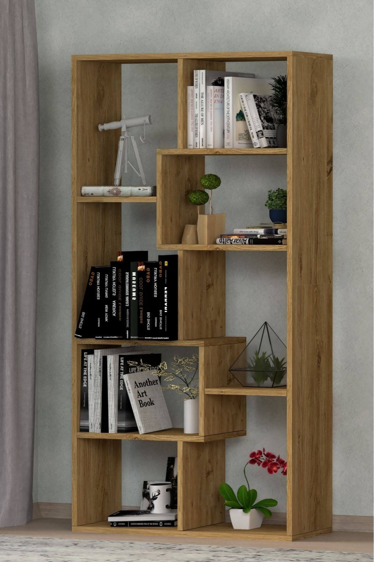 Zebra Dekoratif Kitaplık Çam
