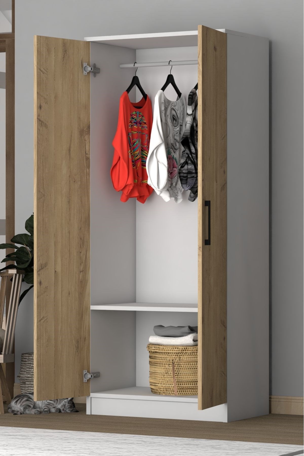 Noya 2 Kapaklı Gardırop Çam