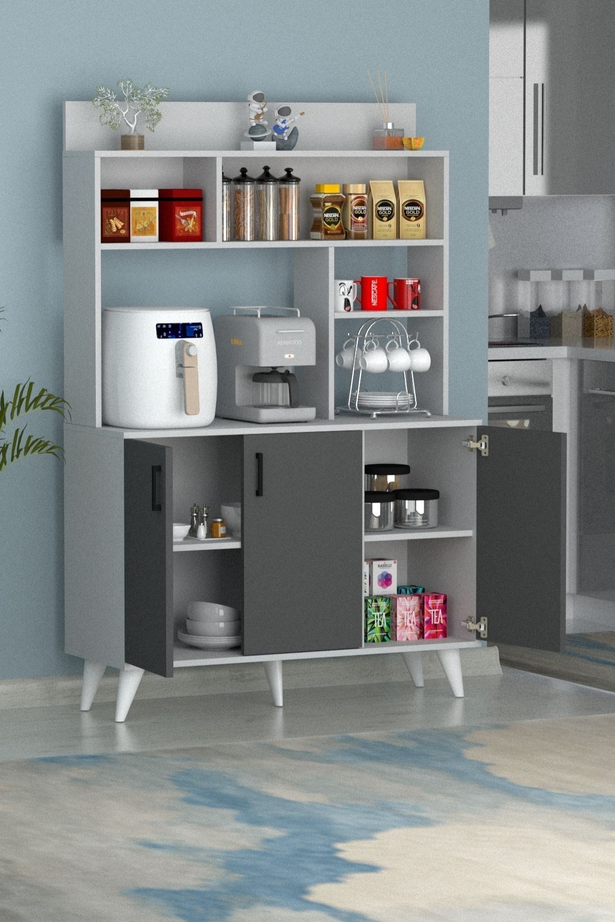 Espresso 3 Kapaklı Kahve Köşesi Antrasit