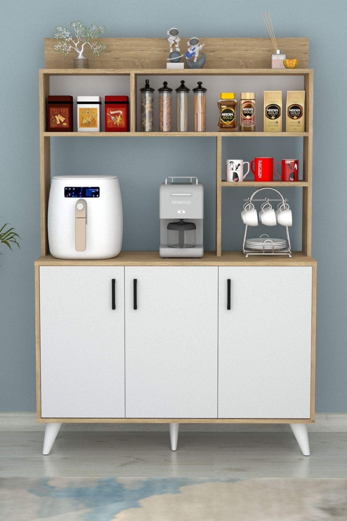 Espresso 3 Kapaklı Kahve Köşesi Çam Beyaz