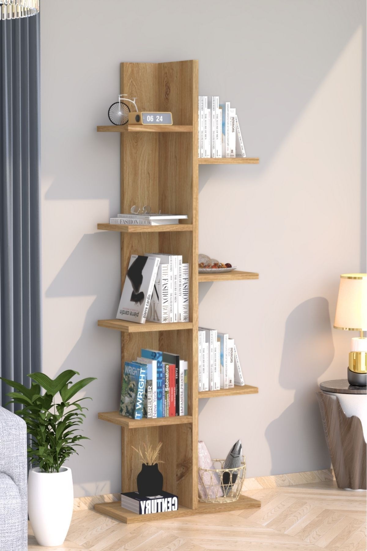 Karo Dekoratif Kitaplık Çam