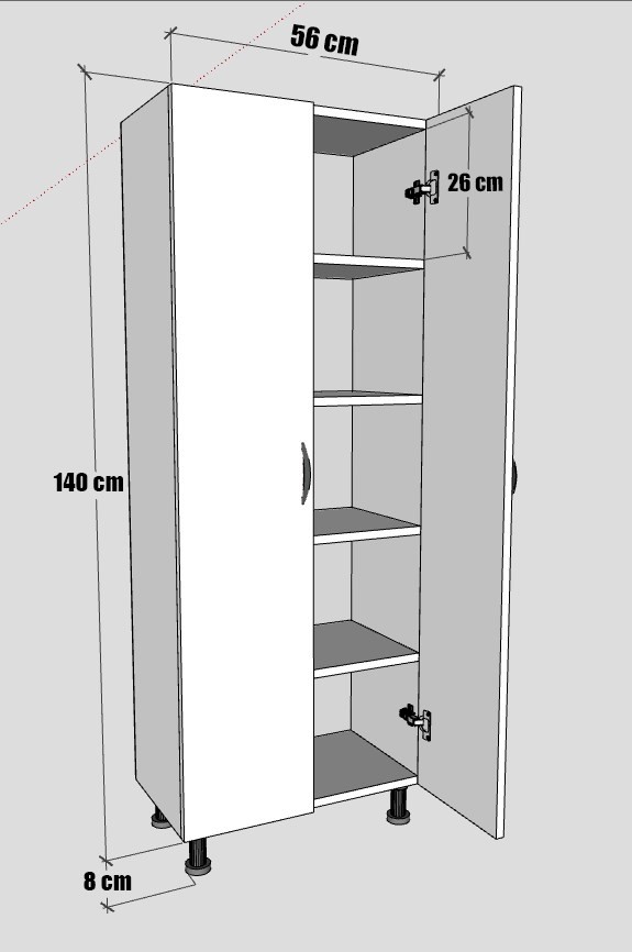 5 Raflı 2 Kapaklı Çok Amaçlı Dolap Ayaklı