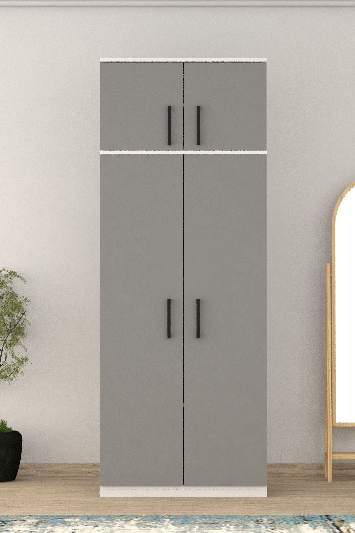 Lenor 4 Kapak Gardırop 217x60x45  Antrasit