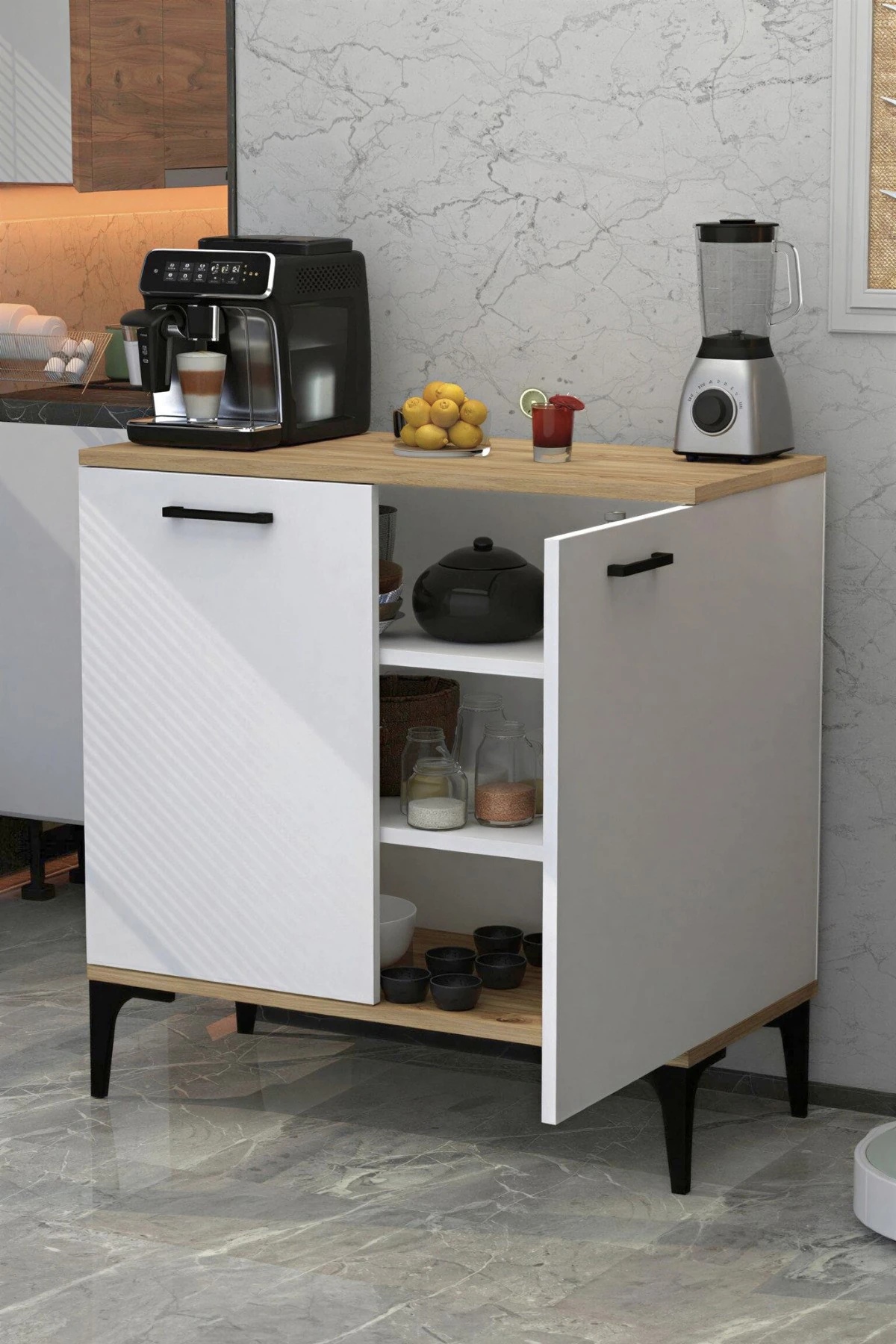 Vanesa 2 Kapaklı Mutfak,Kiler Dolabı,Kahve Köşesi Çok Amaçlı Dolap