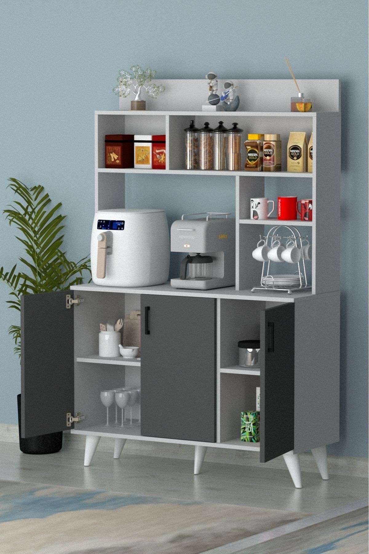 Espresso 3 Kapaklı Kahve Köşesi Antrasit