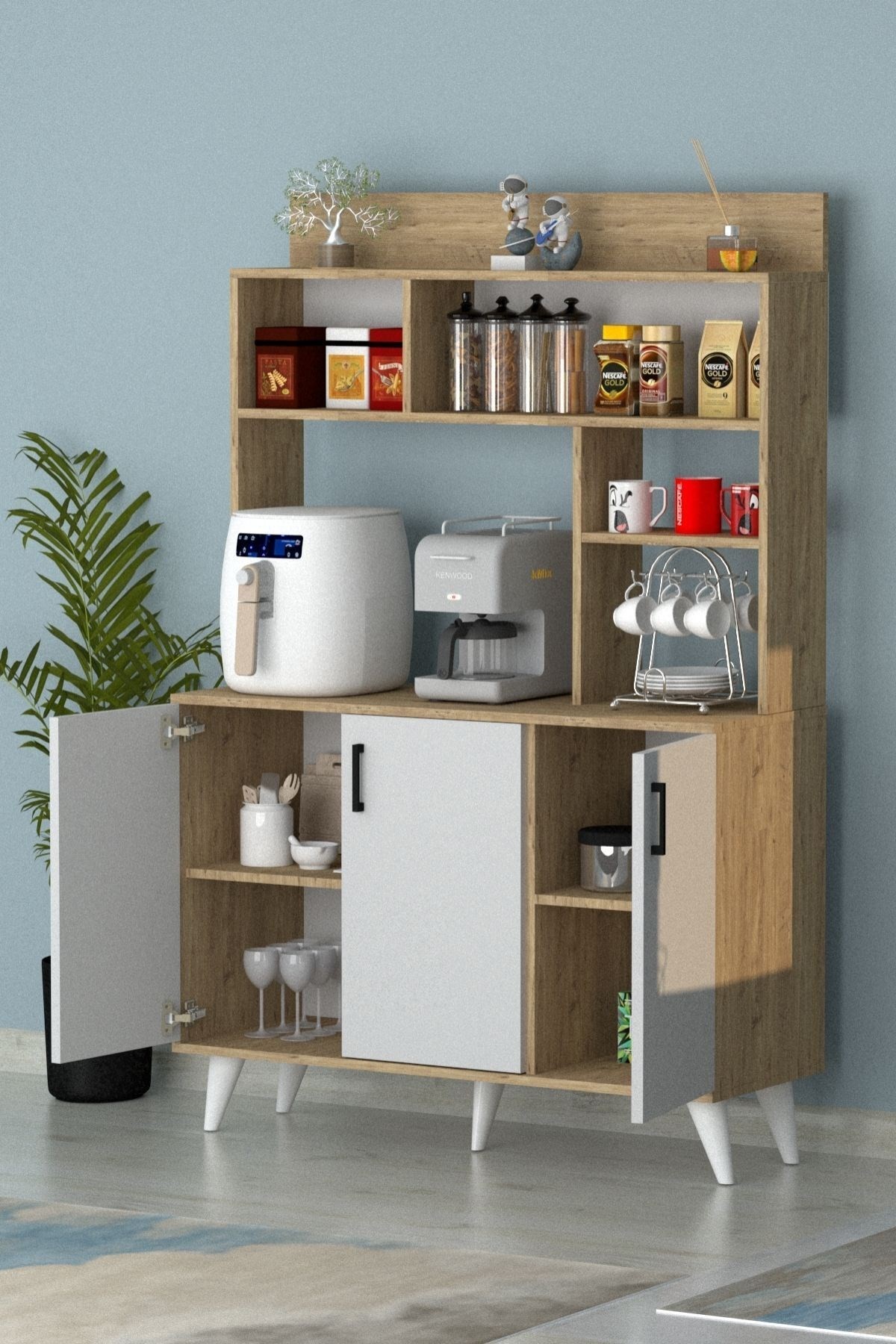 Espresso 3 Kapaklı Kahve Köşesi Çam Beyaz
