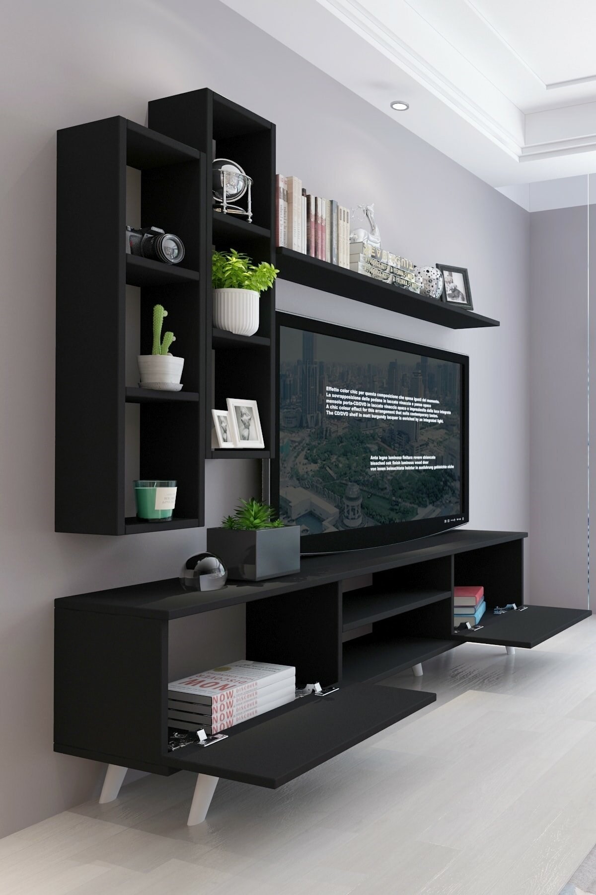 İstanbul Dolaplı Tv Ünitesi Siyah