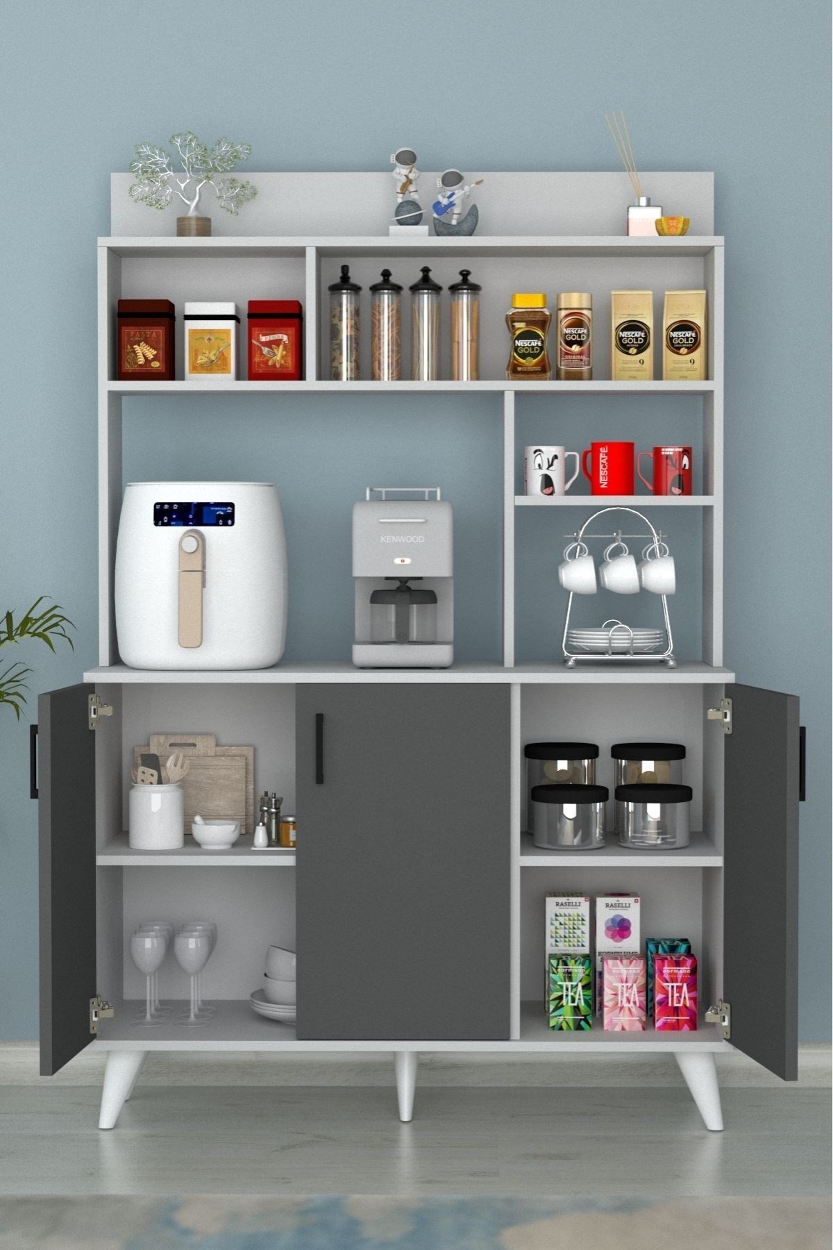 Espresso 3 Kapaklı Kahve Köşesi Antrasit