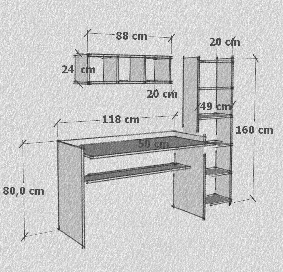 118 cm Mercan Çalışma Masası Kitaplık Duvar Raflı Beyaz