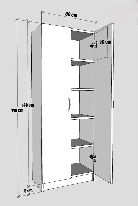 5 Raflı 2 Kapaklı Çok Amaçlı Dolap Bazalı