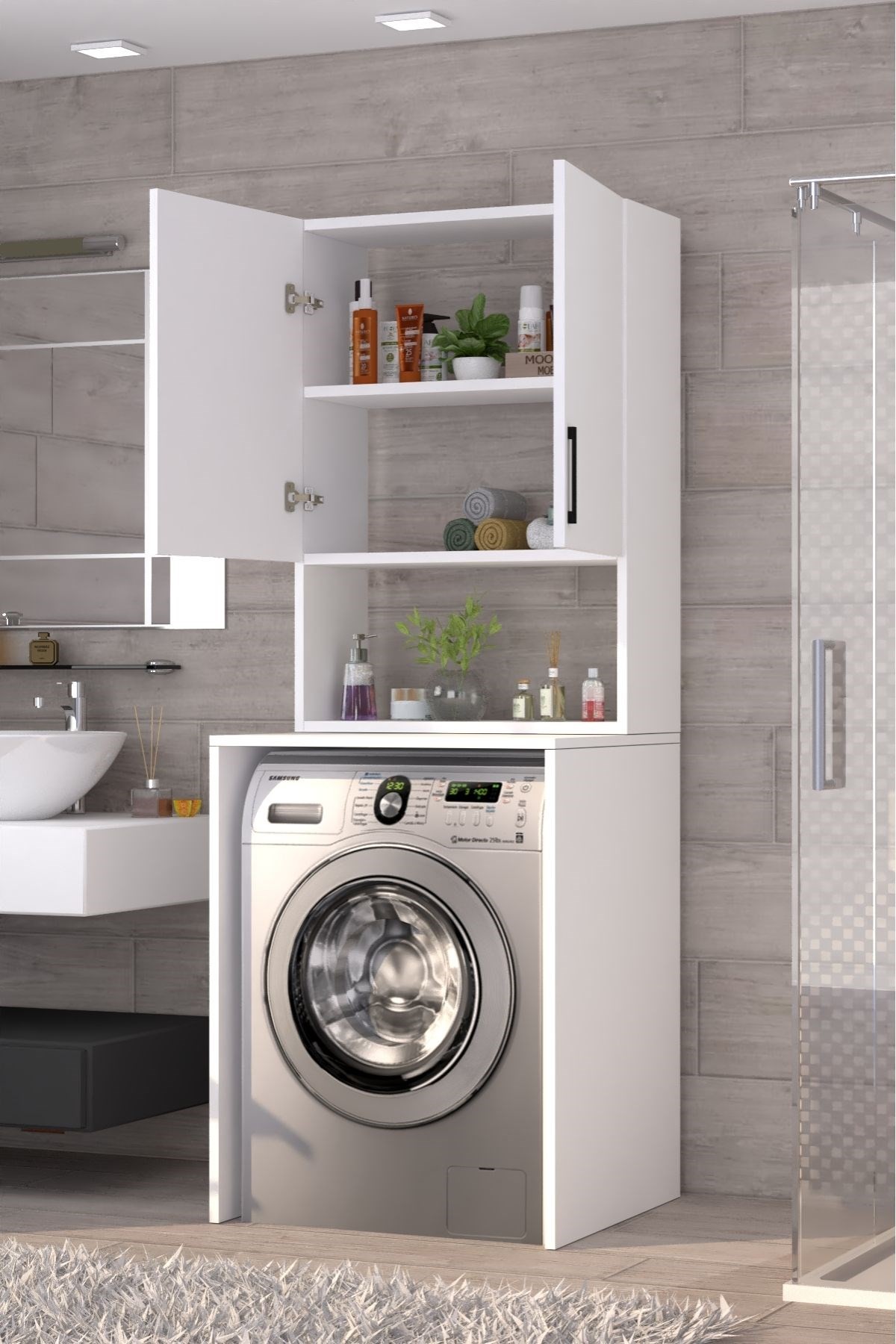 Üst Dolaplı Çok Amaçlı Çamaşır Makinesi Dolabı 