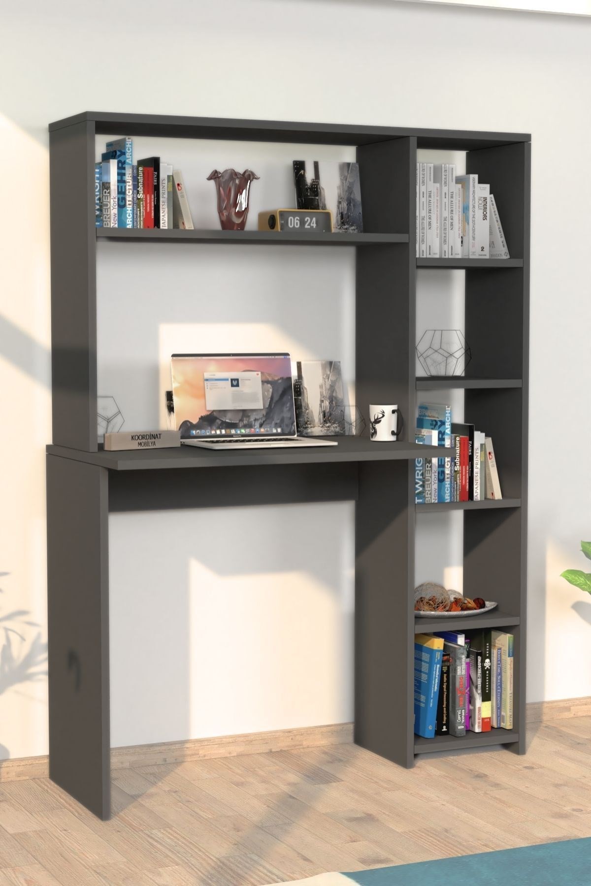 Duru Kitaplıklı Çalışma Masası Antrasit